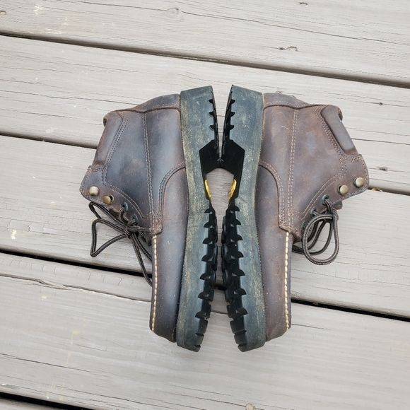 Vintage 90s y2k Eastland Brown Oiled Leather Moc Toe Lace-up Boots Men's 9 - Picture 12 of 15